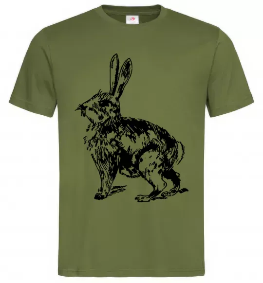 Мужская футболка Кролик олівцем Оливковый фото