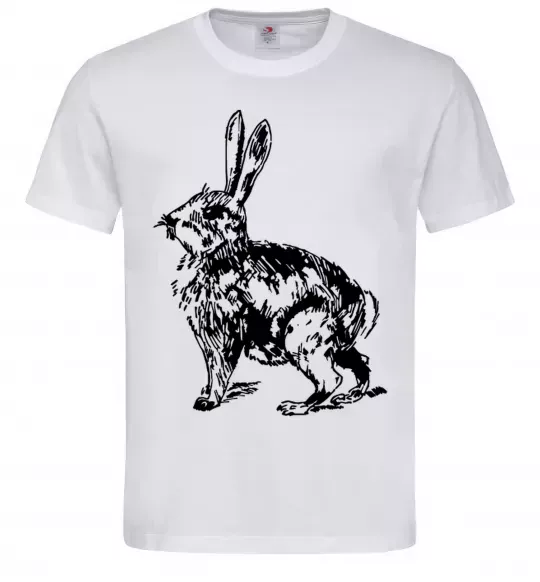 Мужская футболка Кролик олівцем Белый фото