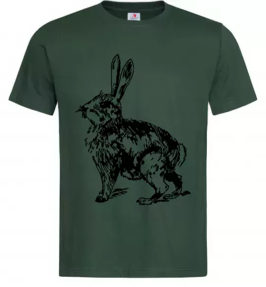 Мужская футболка Кролик олівцем Темно-зеленый фото