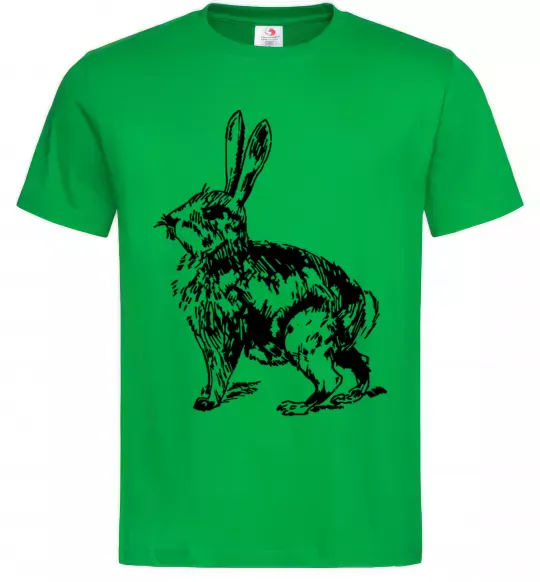 Мужская футболка Кролик олівцем Зеленый фото