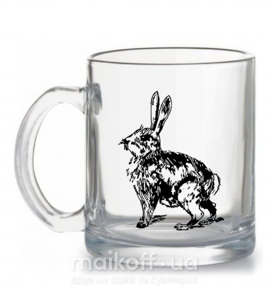 Чашка стеклянная Заяц карандашом Прозрачный фото
