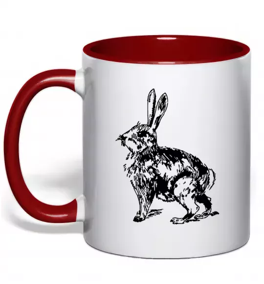 Чашка з кольоровою ручкою Кролик олівцем Червоний фото