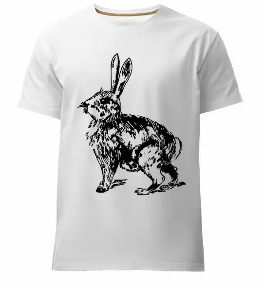 Мужская премиум футболка Кролик олівцем Белый фото
