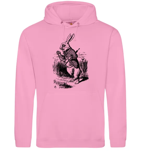 Мужская толстовка (худи) Кролик з годинником Розовый фото