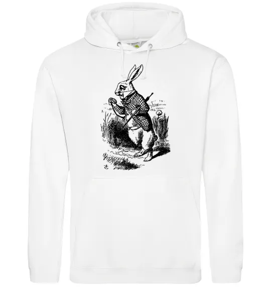Мужская толстовка (худи) Кролик з годинником Белый фото