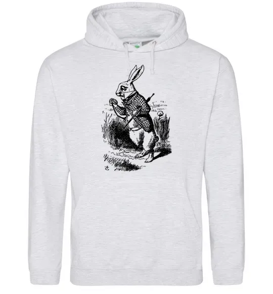 Жіноча толстовка (худі) Кролик з годинником Сірий меланж фото