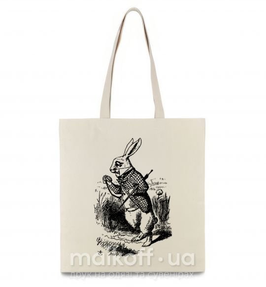 Эко-сумка Кролик с часами Бежевый фото