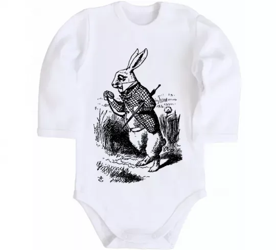 Дитячий бодік Кролик з годинником Білий фото
