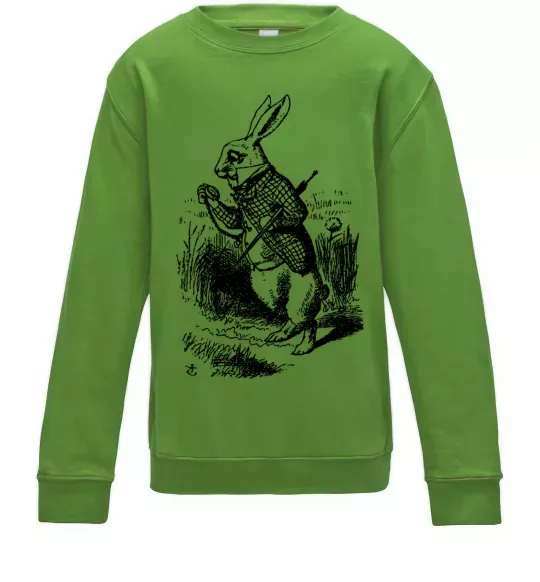 Детский Свитшот Кролик з годинником Лаймовый фото