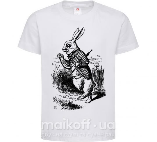 Дитяча футболка Кролик с часами Білий фото