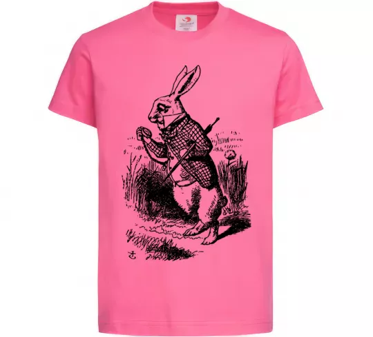 Дитяча футболка Кролик з годинником Яскраво-рожевий фото