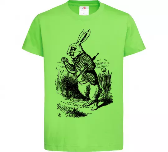 Дитяча футболка Кролик з годинником Лаймовий фото