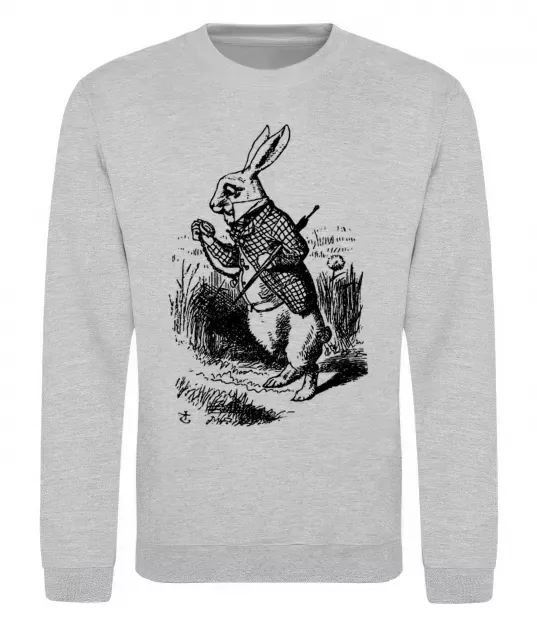 Свитшот Кролик з годинником Серый меланж фото