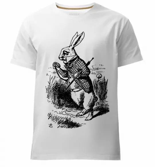 Мужская премиум футболка Кролик з годинником Белый фото