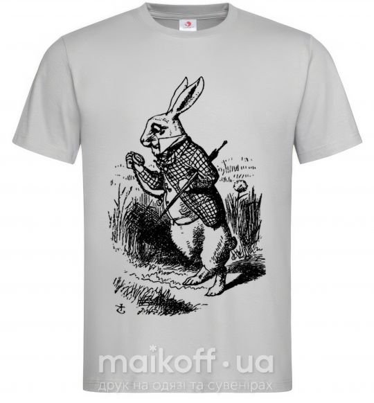 Мужская футболка Кролик с часами Серый фото