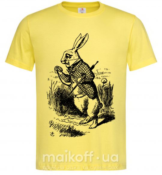 Мужская футболка Кролик с часами Лимонный фото