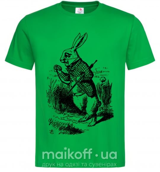 Мужская футболка Кролик с часами Зеленый фото
