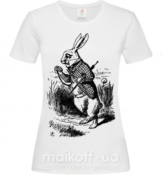 Жіноча футболка Кролик с часами Білий фото