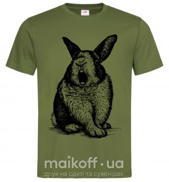 Мужская футболка Кролик кричит Оливковый фото