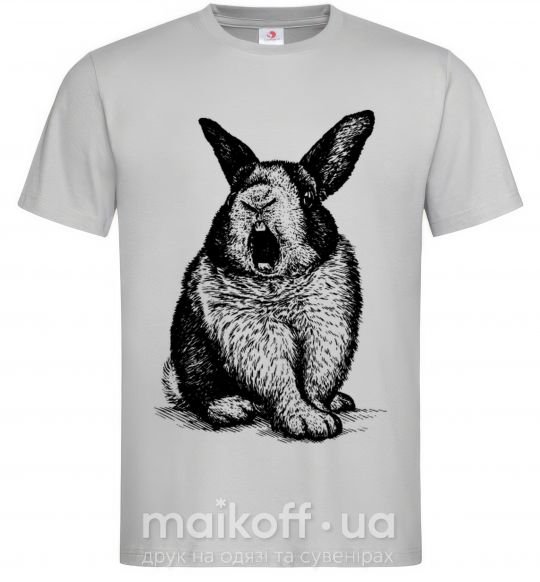 Мужская футболка Кролик кричит Серый фото