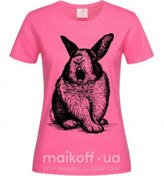 Жіноча футболка Кролик кричит Яскраво-рожевий фото