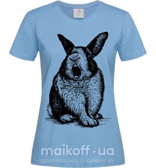 Женская футболка Кролик кричит Голубой фото