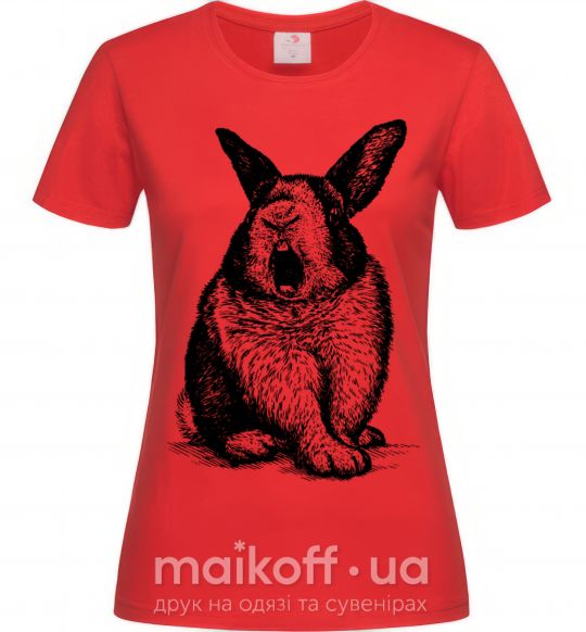 Женская футболка Кролик кричит Красный фото