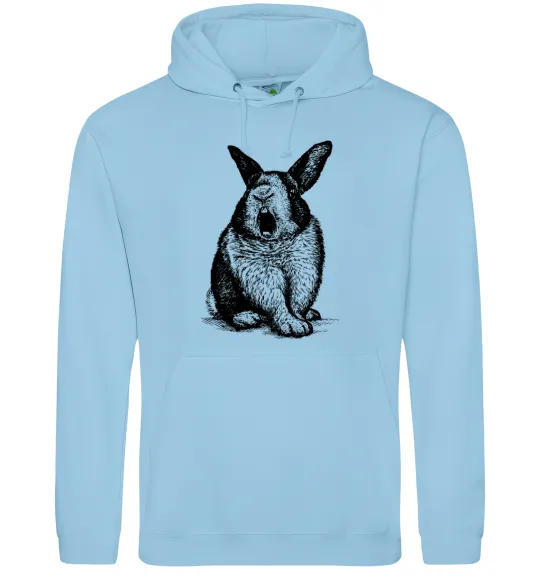 Мужская толстовка (худи) Кролик кричить Голубой фото