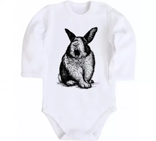 Детский боди Кролик кричить Белый фото