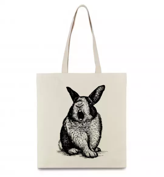 Эко-сумка Кролик кричить Бежевый фото