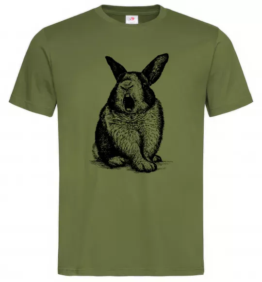 Чоловіча футболка Кролик кричить Оливковий фото