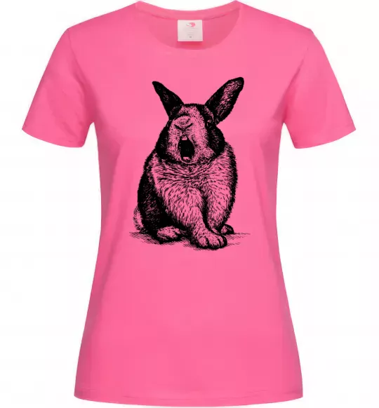 Жіноча футболка Кролик кричить Яскраво-рожевий фото