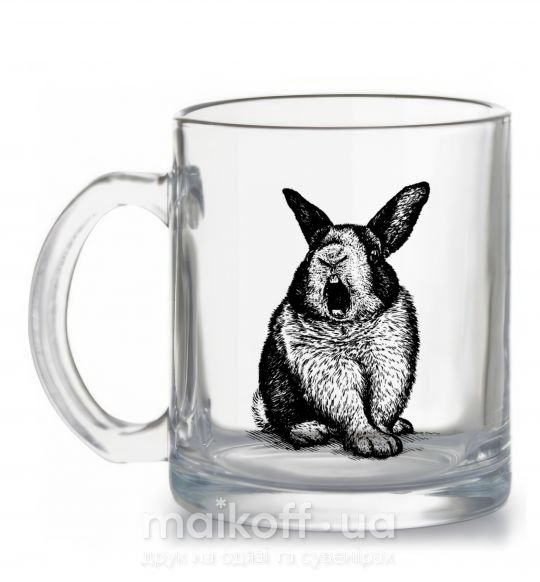 Чашка стеклянная Кролик кричит Прозрачный фото