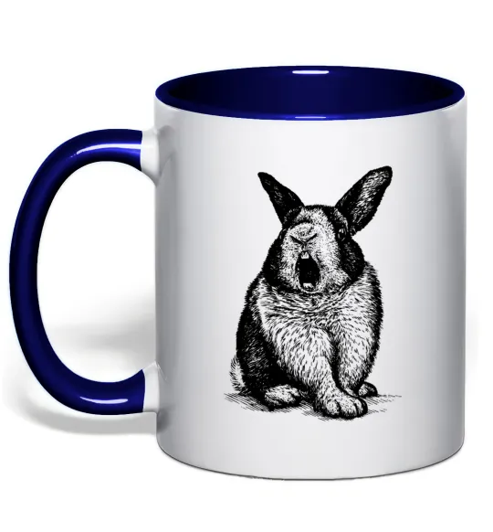 Чашка з кольоровою ручкою Кролик кричить Глибокий темно-синій фото