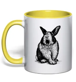 Чашка с цветной ручкой Голова зайчика Лаймовый фото