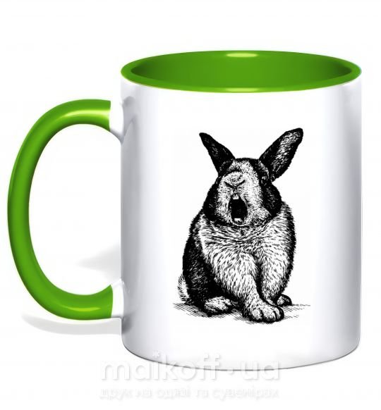 Чашка с цветной ручкой Кролик кричит Зеленый фото