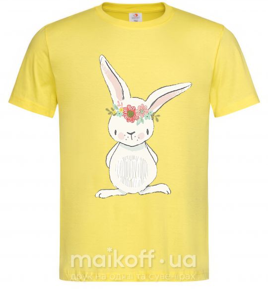 Чоловіча футболка Заяц в веночке Лимонний фото