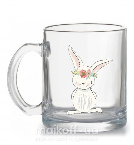 Чашка стеклянная Заяц в веночке Прозрачный фото