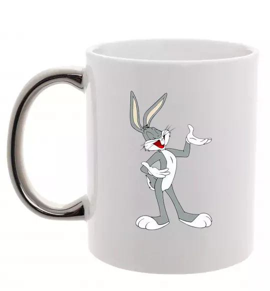 Чашка с цветной ручкой Бакс Банні Серебро фото