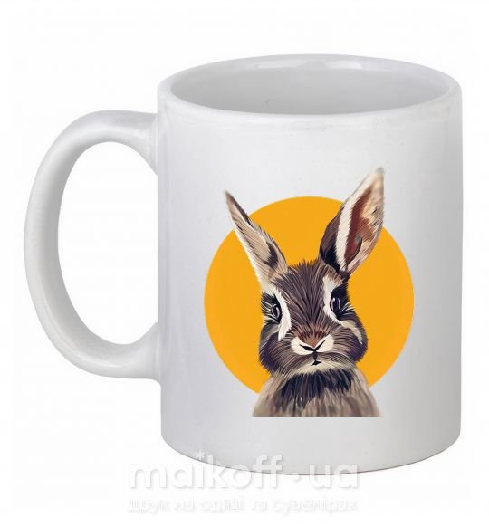Чашка керамічна Кролик в желтом круге Білий фото
