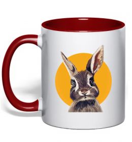 Чашка с цветной ручкой Кролик в жовтому кругу