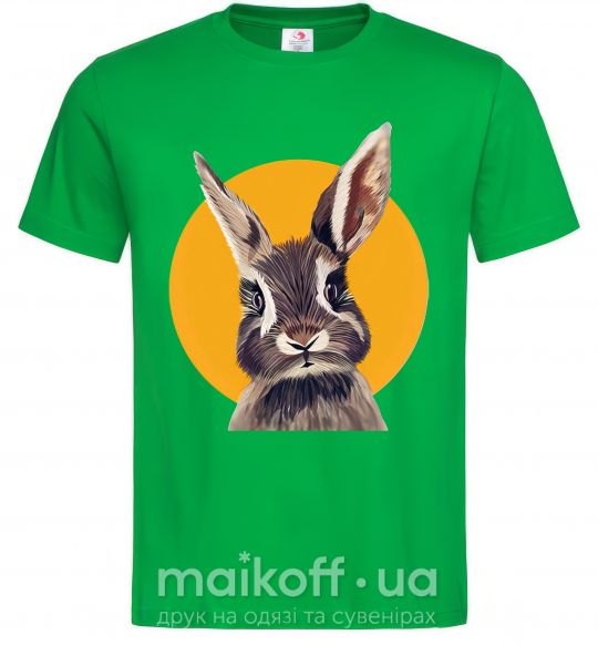 Мужская футболка Кролик в желтом круге Зеленый фото