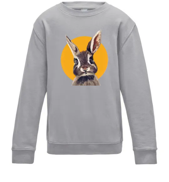 Детский Свитшот Кролик в жовтому кругу Серый меланж фото