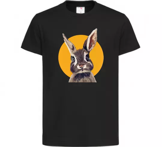 Детская футболка Кролик в жовтому кругу Черный фото