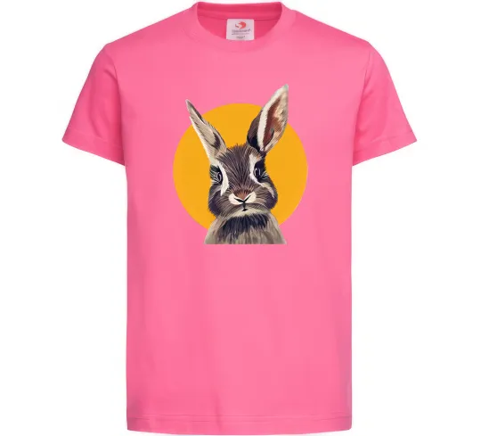 Детская футболка Кролик в жовтому кругу Ярко-розовый фото