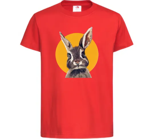 Детская футболка Кролик в жовтому кругу Красный фото
