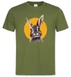 Мужская футболка Кролик в жовтому кругу Оливковый фото