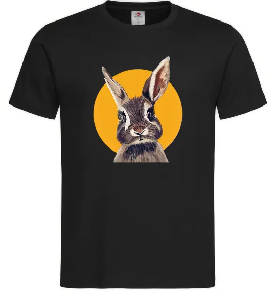 Мужская футболка Кролик в жовтому кругу Черный фото