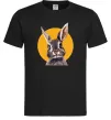Мужская футболка Кролик в жовтому кругу Черный фото
