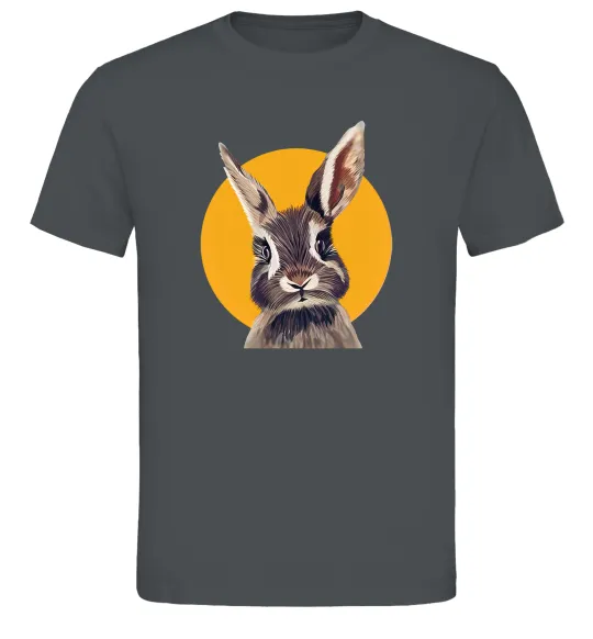 Мужская футболка Кролик в жовтому кругу Графит фото